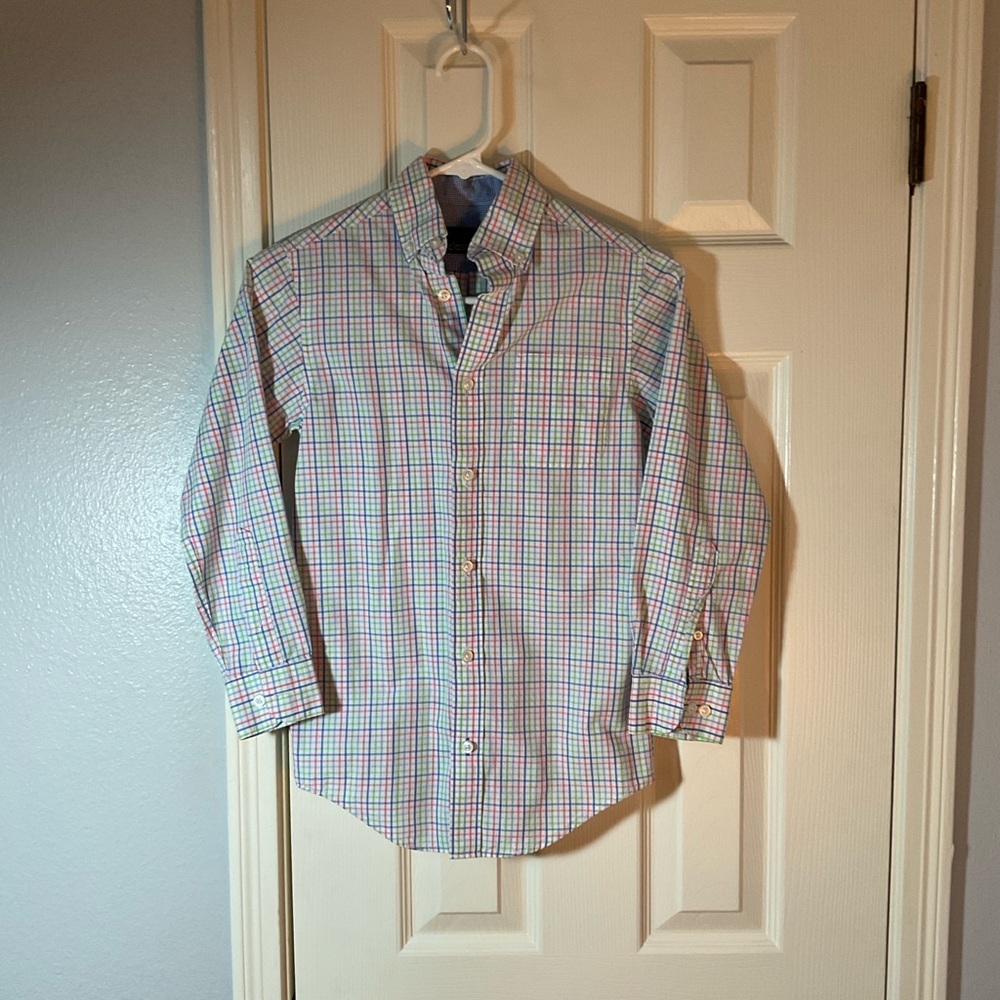 Class Club Plaid Boys size 8 Button-front Shirt, long cuffed sleeves